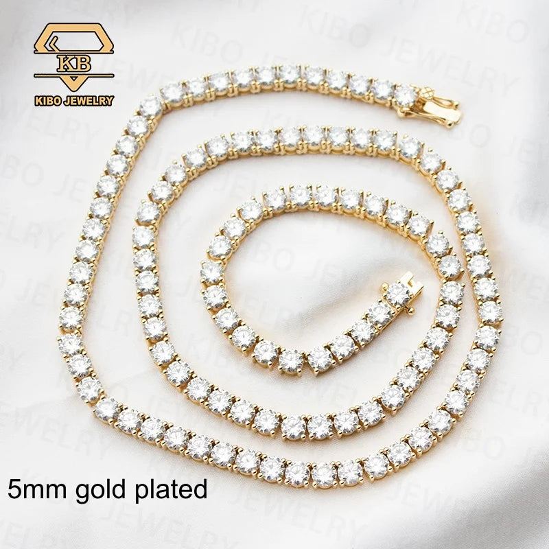 2-5mm Men Women Moissanite Tennis Chain Rose Yellow Moissanite Tennis Bracelet s925 Silver Tennis Chain For Women Men