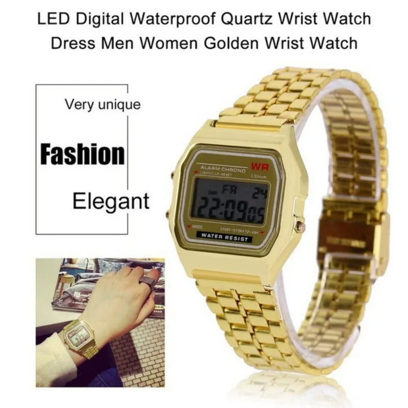 Steel Strap Watches Women Watch Men Business Clock Multifunction LED Digtal Sports Wrist Watch Electronic Clock Electron Wi