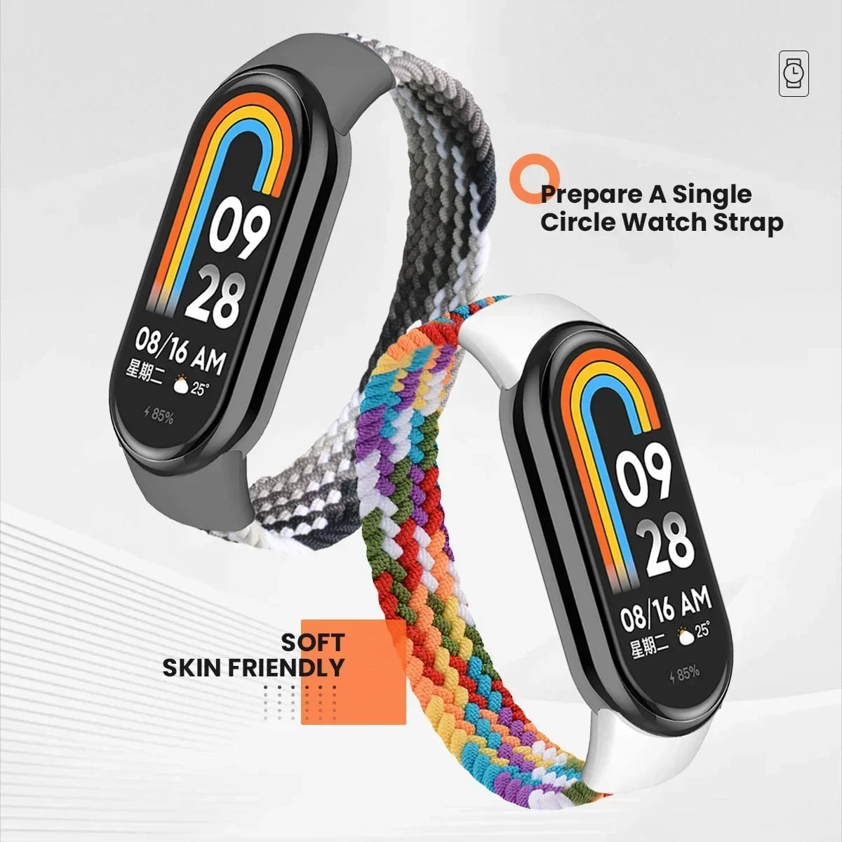 Braided Solo Loop for Xiaomi Mi Band 8 Strap Replacement accessories Elastic Nylon Watchbands correa bracelet for Miband 8 NFC