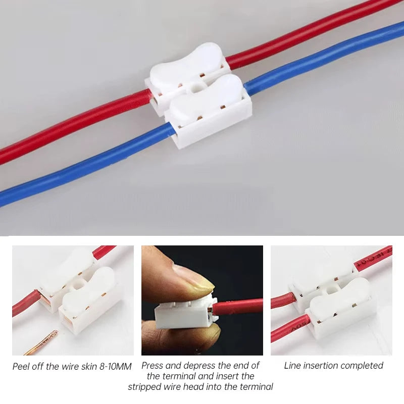 Quick Wire Connectors 1P 2P Screwless Spring Clamp Terminal Block No Soldering Cable Terminals For Electronics Wiring Connection