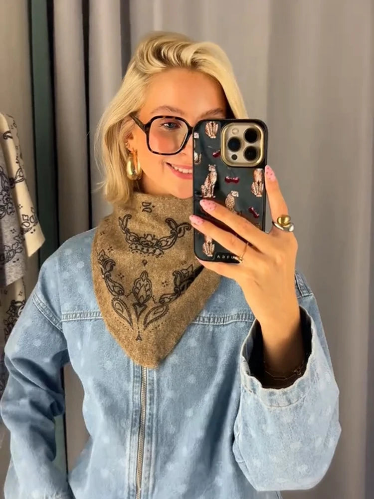 Casual Women Shawl Stand Neck Sleeveless Lace Up Irregular Print Female Cape 2026 Autumn Winter New Vintage Fashion Lady Outfit