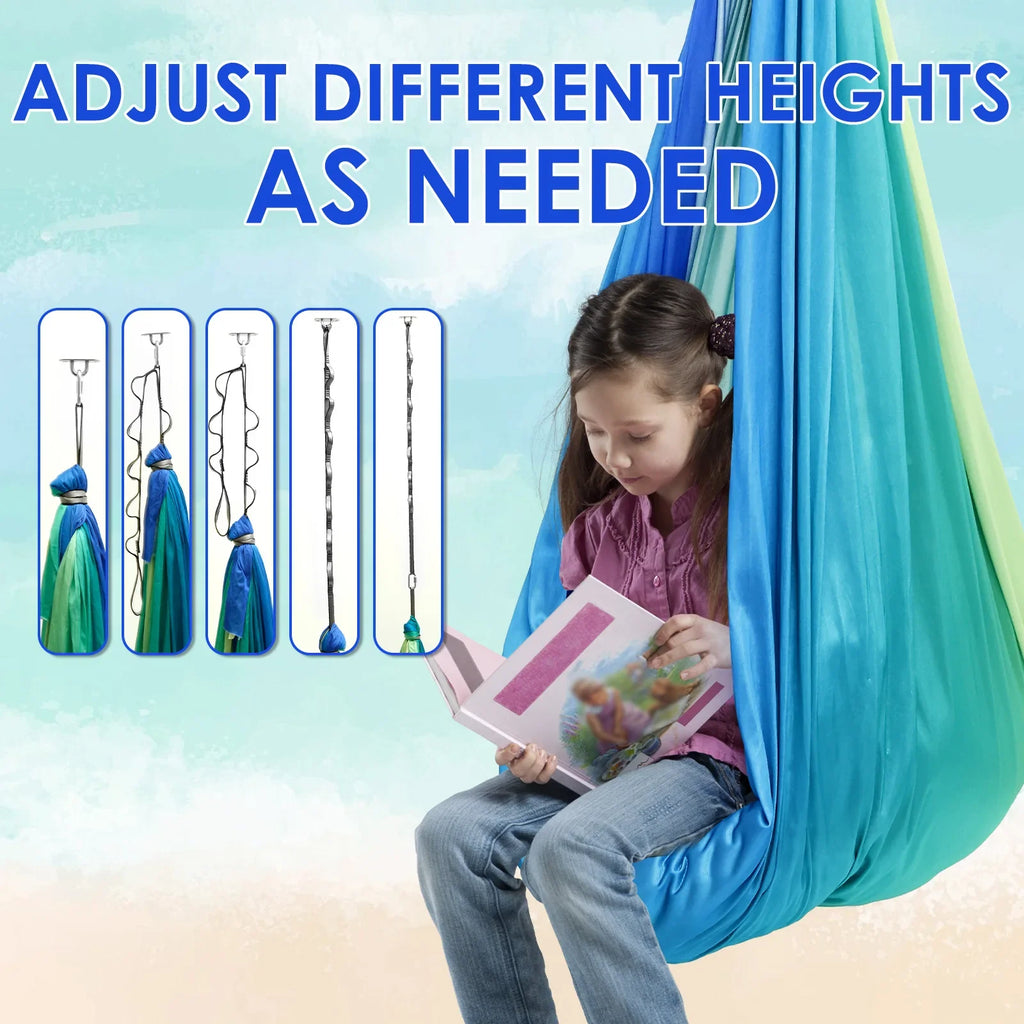 Sensory Swing Comfortable Kids Sensory Hammock Holds up to 200 lbs Indoor Cuddle Swing with 360° Swivel Hardware for Children