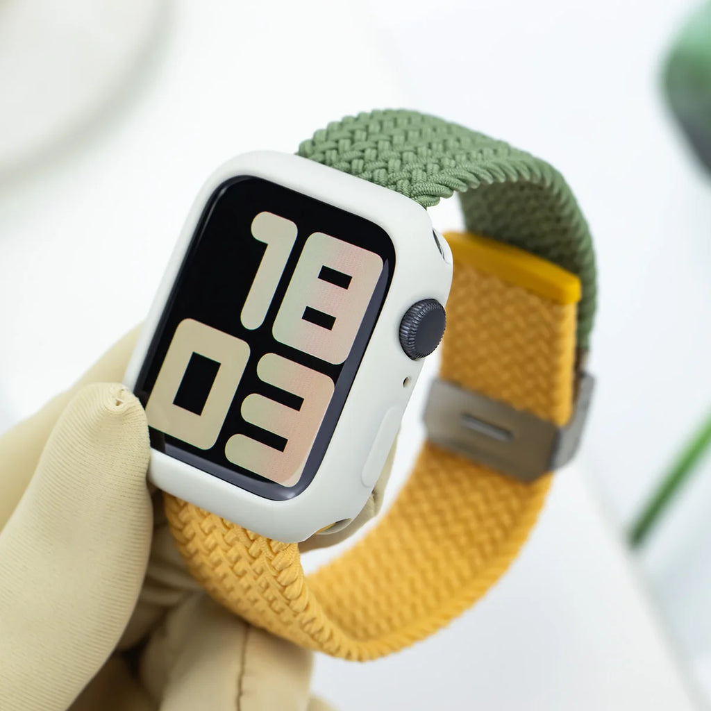 Korean Cute Braied Strap + Case For Apple Watch Band 49mm 41mm 45 44 38 42 Nylon Bracelet For iWatch Series 9 8 7 6 5 4 3 SE 40