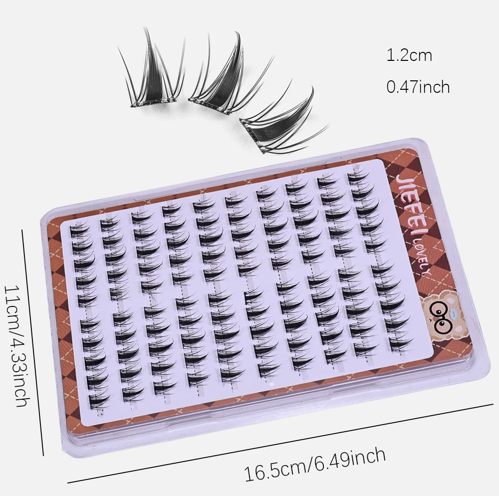 DIY Self-Adhesive Cluster Lashes 10 Rows/Box, Glue-Free Manga Style Sectioned Eyelashes Natural Look