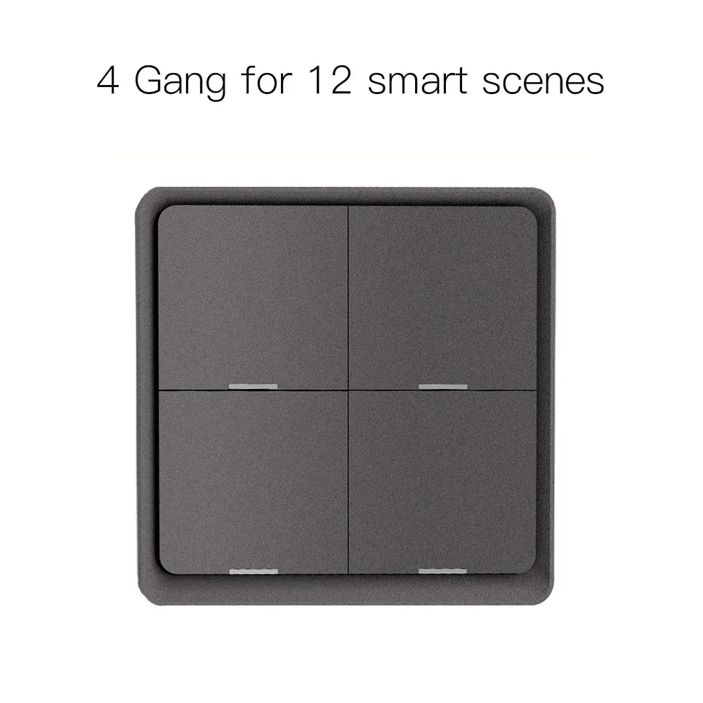 MOES 4 Gang Tuya ZigBee Wireless 12 Scene Switch Push Button Controller Battery Powered Automation Scenario for Tuya Devices