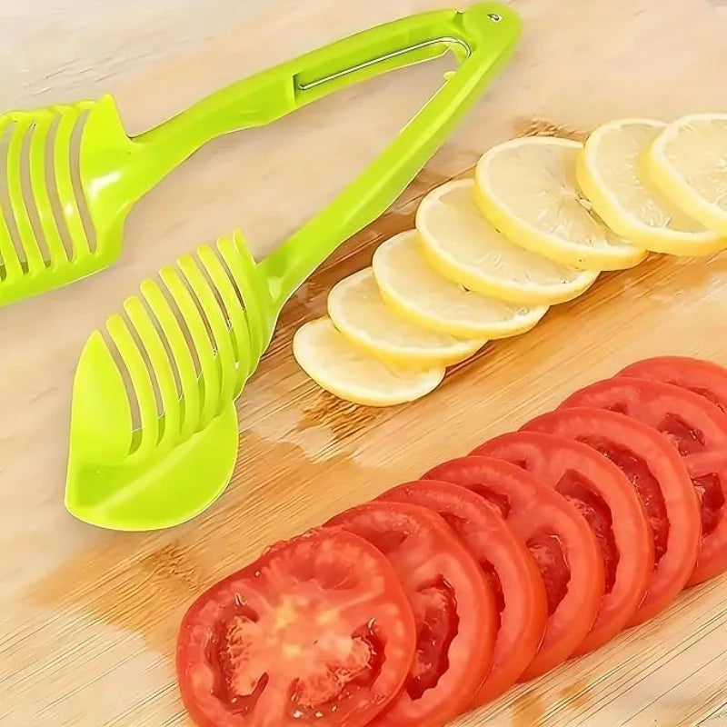 Multipurpose Handheld Vegetable & Fruit Cutter, Kitchen Food Assistant Tool, Useful Kitchen Gadgets, For Onions, Tomatoes, Avocados and Vegetables, Green