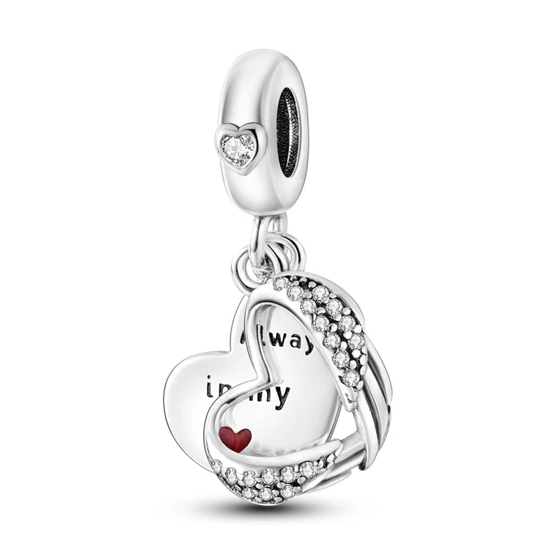 Charms Beads 925 Sterling Silver Tree of Life Peach Heart Sweet Love Charms Fit Pendants Bracelets Necklaces Women Jewelry Gift