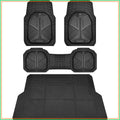 Heavy Duty Rubber Car Mats with Cargo Liner, Deep-Dish Floor Mats and Trunk Mat All Weather, Universal Trim-to-Fit for SUVs Trucks Sedans, Waterproof Anti-Slip, Trimmable