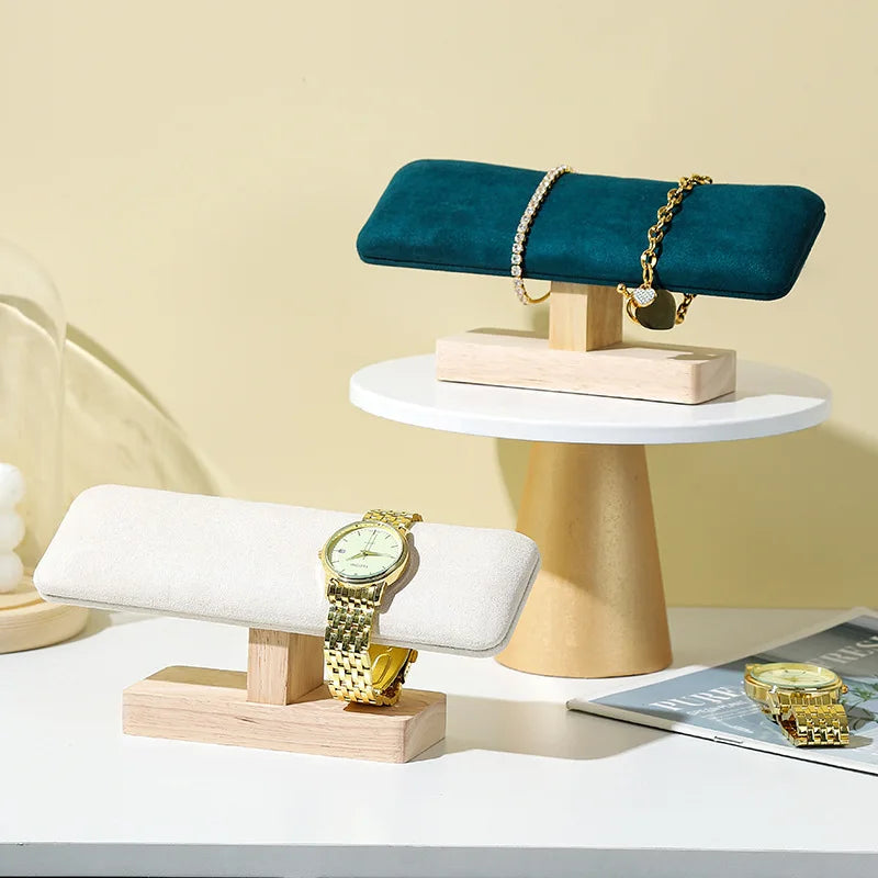 1Pc Wooden Watches Display Stands Base Watch Necklace Bracelet Organizer Rack Bangle Scrunchie Headband Showcase Stands
