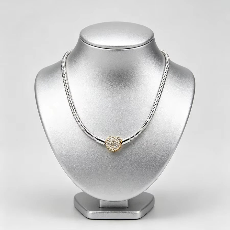S925 Silver Life Tree Ball shaped Gold Heart Thread Necklace Suitable for Women's Daily Wear DIY Exquisite Jewelry Gifts