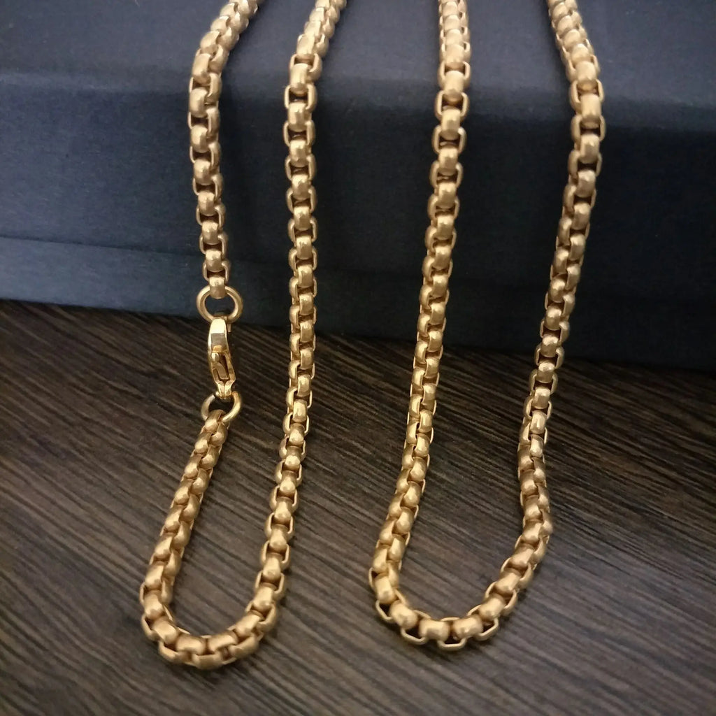 I-souled Gold Color 50 60 70 80cm Solid Titanium Rolo Box Chain Necklaces for Men Fashion Jewlery