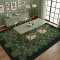 Large Indoor Area Rug, Soft Velvet Low Pile Rug with Non-Slip Dotted Backing & Machine Washable, Modern Geometric Moss Green Circle Pattern for Living Room, Bedroom, Entryway