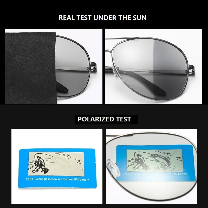 Luxury Photochromic Pilot Polarized Sunglasses Men Women Driving Chameleon Sun Glasses Change Color Day And Night Eyewear