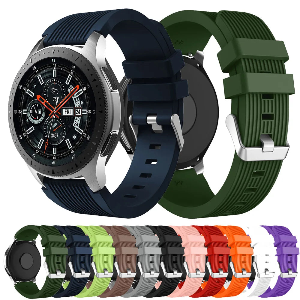 20mm 22mm Silicone Watch Strap Compatible for Samsung 46mm/Galaxy Watch3 45mm/Gear S3 Frontier, Sports Watch Band for Huawei
