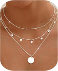 Bobisty 3Pcs Necklace for Women Stainless Steel Waterproof Chain Adjustable Layered Necklace Set Coin Heart Choker Jewelry Gift