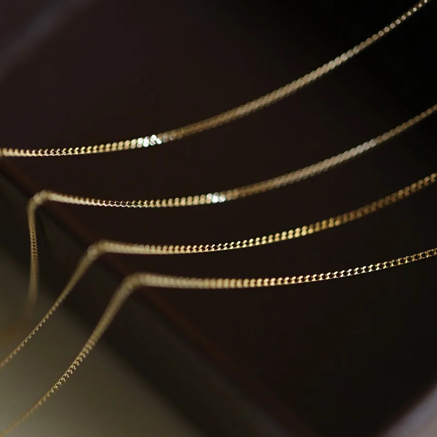 925 Sterling Silver Plating 14K Gold Simple Chain Necklace for Women Fashionable Temperament Versatile Jewelry