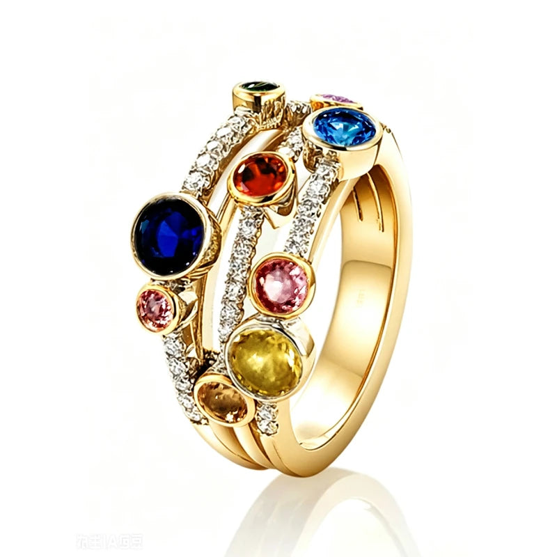 Huitan Vintage Two Tone Lady's Rings Anniversary Party Daily Wearable Luxury Cubic Zirconia Rings 2022 New Trend Women Jewelry