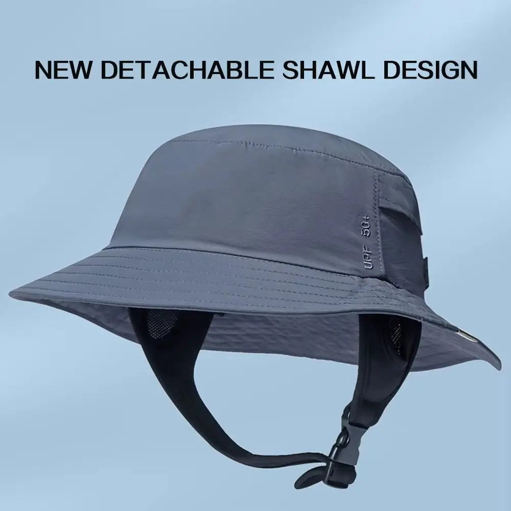 With Chin Strap Surfing Backet Hat Breathable Wide-brimmed Ladies Sun Hat Quick-drying UPF50+ Fisherman Cap Water Sport