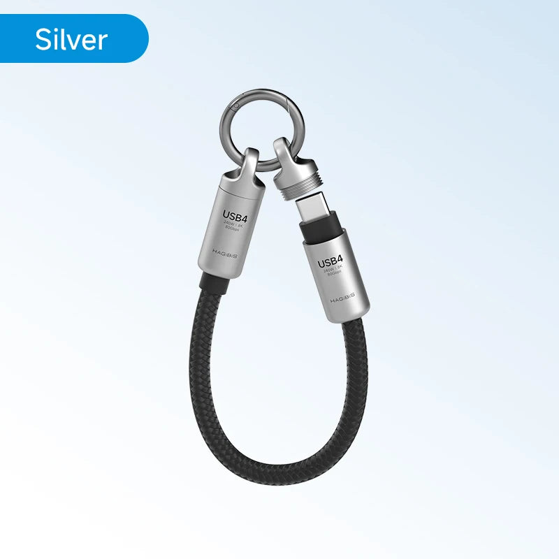 Hagibis  Short USB4 Cable Portable Keychain C to C Cable Lanyard Type-C Cable 240W 80Gbps for Thunderbolt 4/5 iPhone 17 Pro SSD