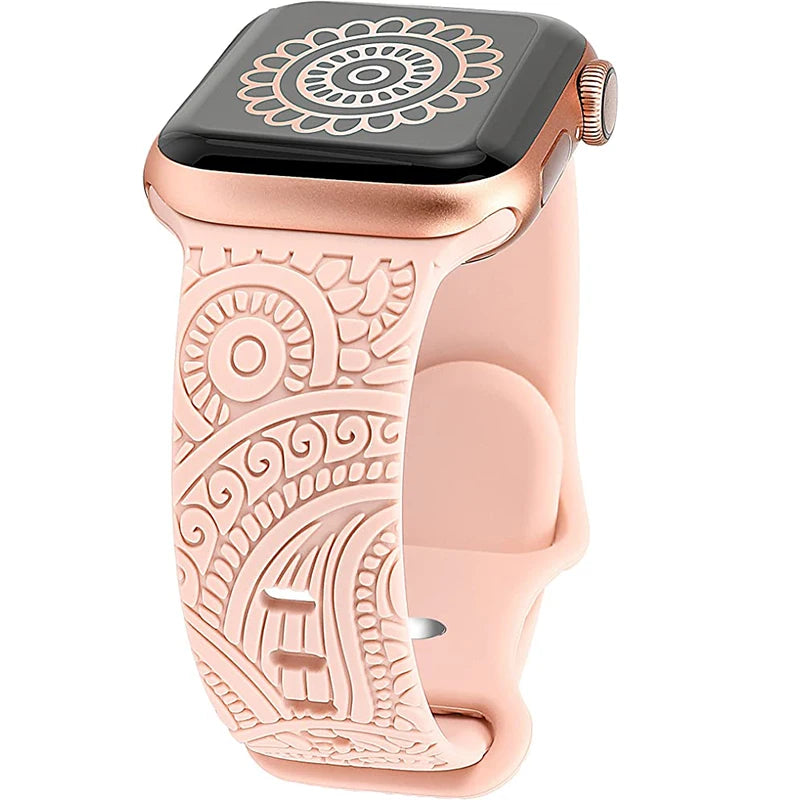 Engraved Band for Apple Watch 44MM 49mm 40mm 41 45mm 38/42mm Leopard Silicone Sport Strap for IWatch Series Ultra 8 7 6 SE 5 4 3