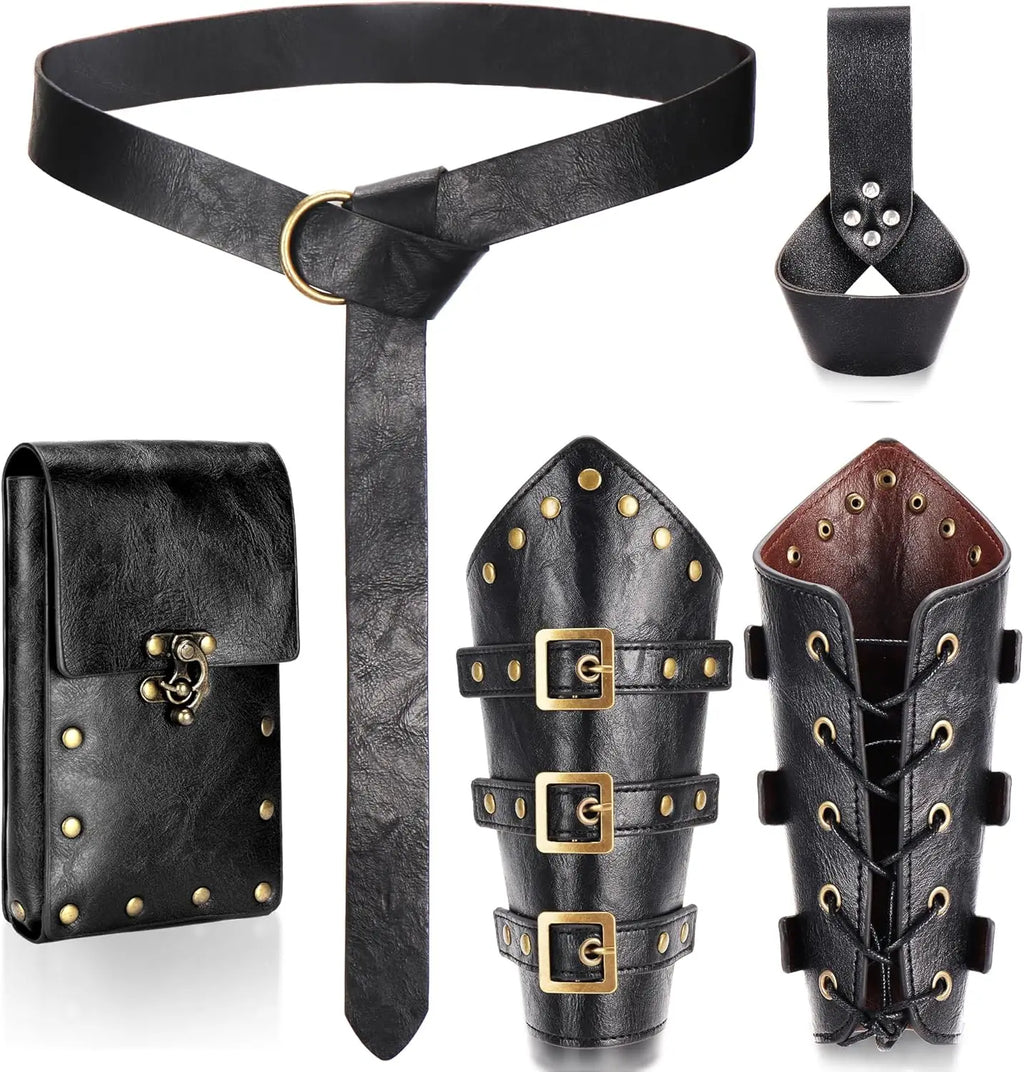 Renaissance Medieval Belt Skirt Hiking Viking Horn Design Leather Cover for Sword Frog Accessory