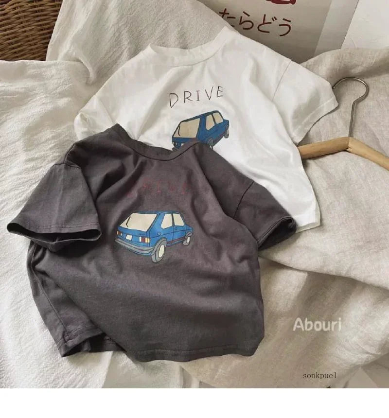100% Cotton Half Sleeve T-shirt Boys Child 2026 Summer Baby Unisex Costume Sports Casual Tees Cartoon Car Trendy Pullover Shirt