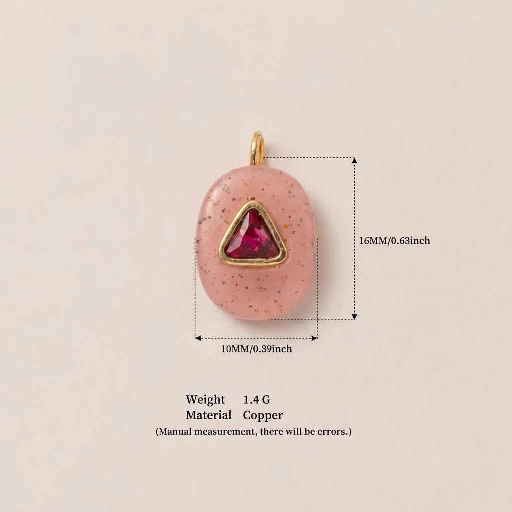Luxury Fashion December Birthstone Colorful Zircon Geometric Pendant DIY Handmade Stainless Steel Color Retention Women Jewelry