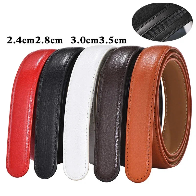 Belt Body No Buckle for Automatic Buckle 2.4 2.8 3.0 3.5cm Width Leather Belts Straps Without Buckle for Men Women 4 Size Wide
