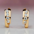 Huitan Gold Color Hoop Earrings for Women Daily Wear Statement Ear Circle Earrings Low-key Temperament Versatile Female Jewelry