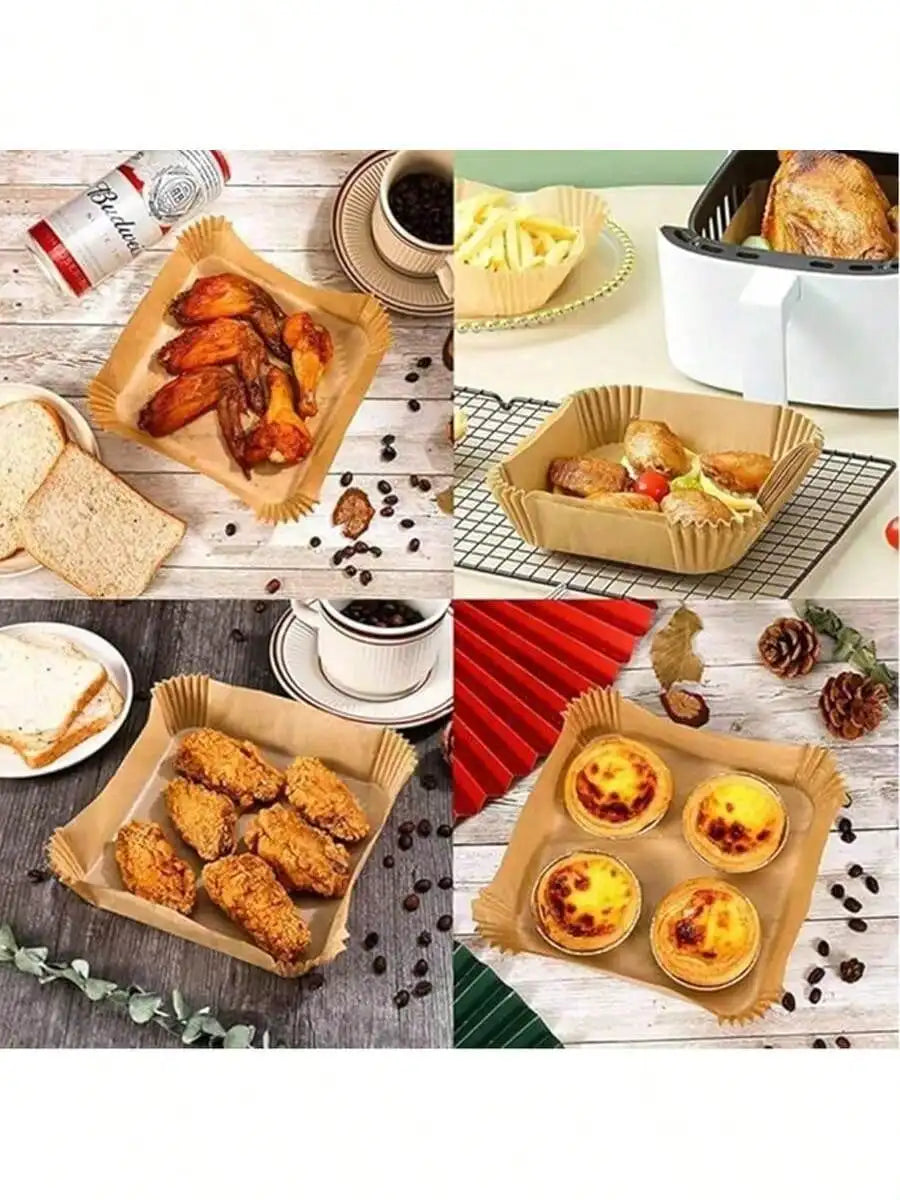 100/50pcs Disposable Square & Round Air Fryer Baking Paper   Kitchen Supplies, Outdoor BBQ, Air Fryer Liners, Air Fryer Paper, Air Fryer, Back To School Supplies, Storage Containers, Kitchen, Home Goods  Disposable Air Fryer
