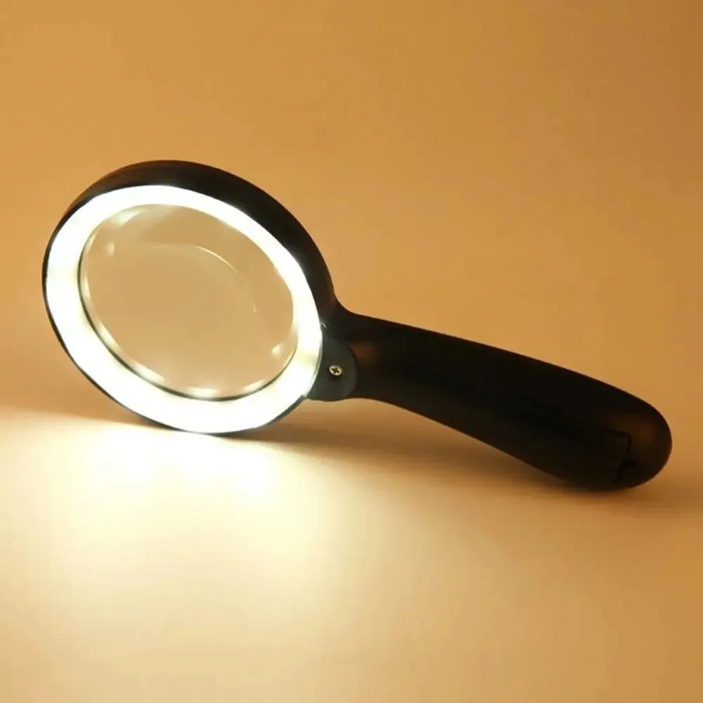 10X Handheld Magnifying Glass with 12 LED Lights Magnifier Tool for Reading Jewelry Inspection Repair Coin Collecting