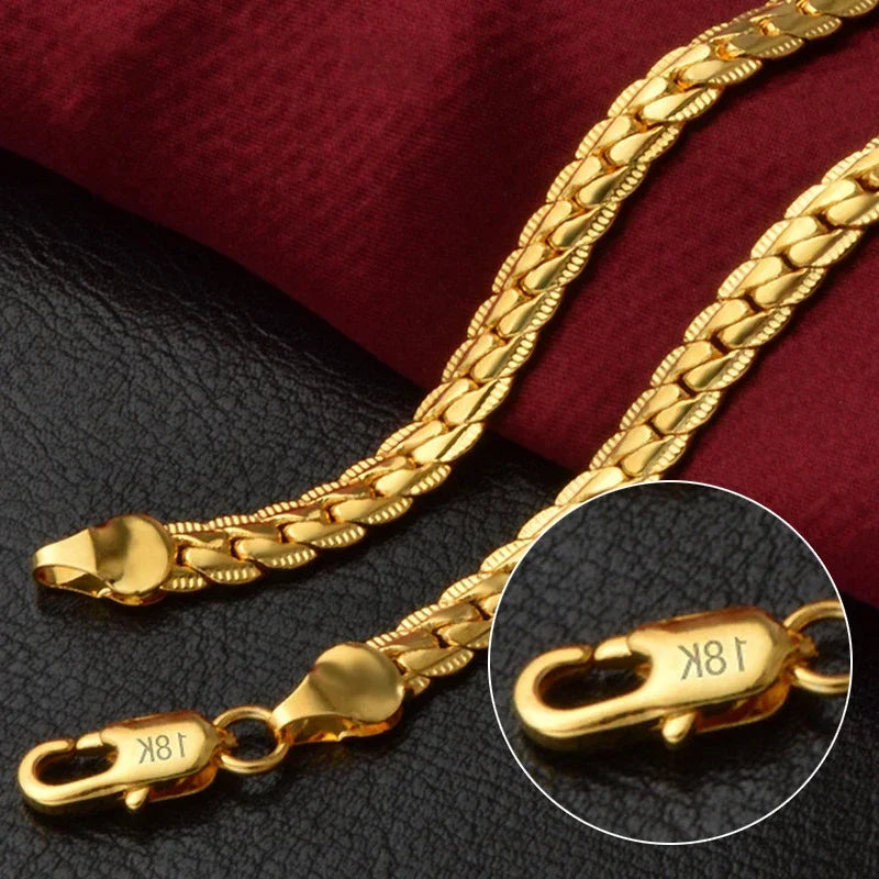 Hot 18K Gold Plated/ 925 Silver 6mm Full Necklace 8/18-24 Inch Chain for Woman Men Lady Party Fashion Wedding Engagement Jewelry