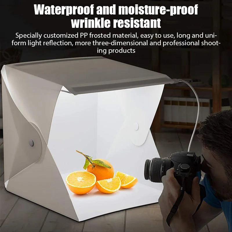 20cm Portable Photobox Photography Folding LED Light Room Photo Studio Light Tent Soft Box With 6 Color Backdrop For DSLR Camera