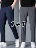 2 Pieces Men's Casual Pants Stretch Elastic Waist Jogger Korean Classic Blue Black Gray Male Brand Trousers Plus Size