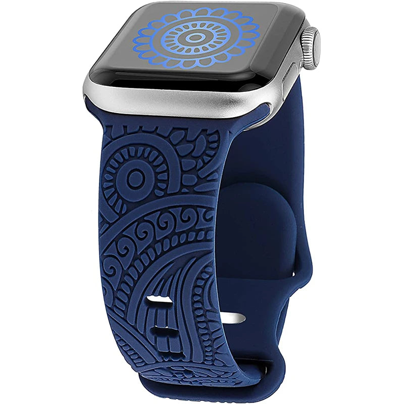 Engraved Band for Apple Watch 44MM 49mm 40mm 41 45mm 38/42mm Leopard Silicone Sport Strap for IWatch Series Ultra 8 7 6 SE 5 4 3