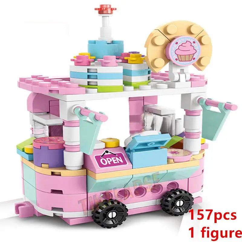 DIY Architecture Store Street View Food House Building Blocks Kit Girls Bricks Classic Movie Model Toys