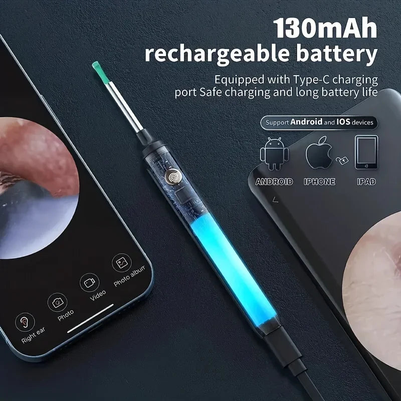 Visual Ear Wax Cleaner with Camera Safe Earwax Removal Endoscope with Camera Luminous Otoscope Ear Cleaning Tools Ear Care