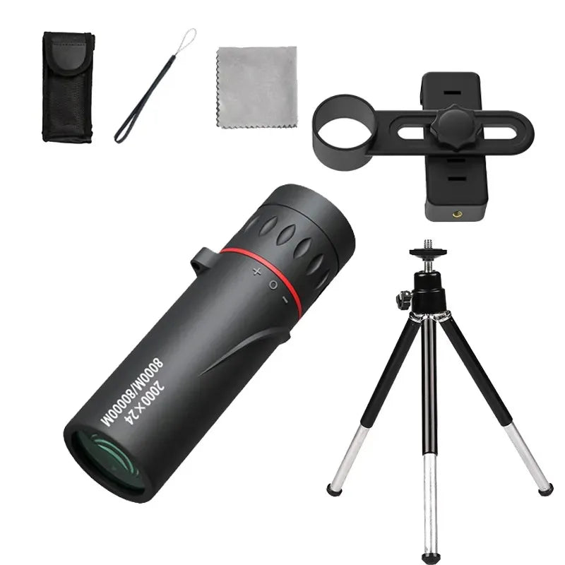 2000x24 HD Monocular Telescope Mini Portable Mobile Phone Telescope with Holder Outdoor Camping Hunting Birdwatching Telescopes