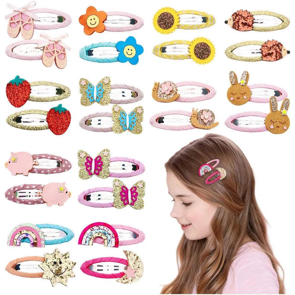 Cartoon Animal Fruit BB Hair Clips for Girls Cute Sequin Droplet Design Snap Barrettes Toddler Daily Headwear Accessory