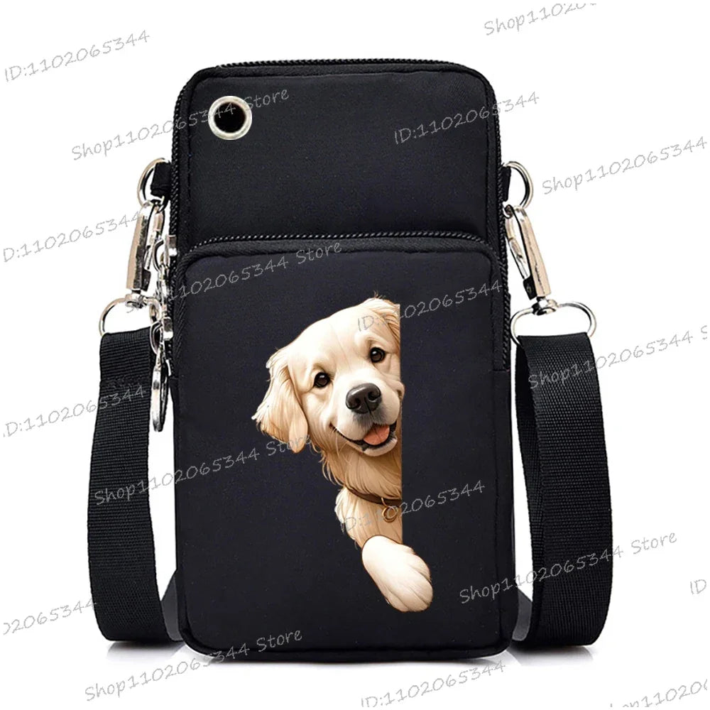 New Mobile Phone Bag Funny Anime Dog Print Shoulder Messenger Bag Women Men Coin Purse Handbag Animal Lover Small Crossbody Bag