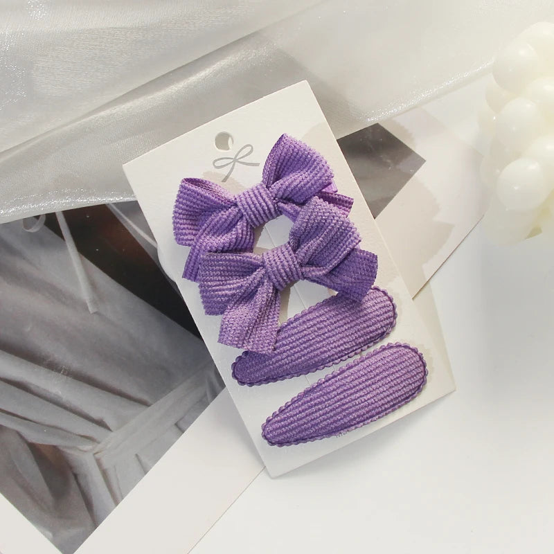 3/4/10Pcs Hot Sale Candy Color Hair Bows Clip Girls Double Layered Bow Cute Kid Bangs Hair Pin Cotton Safe Baby Hair Accessories