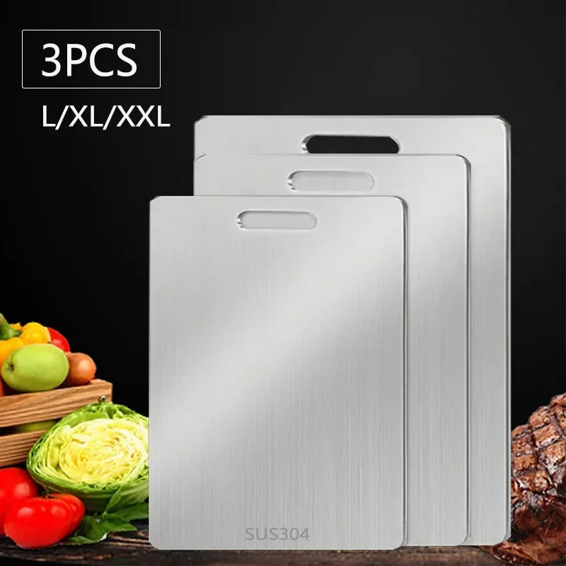 WXCOO Kitchen Cutting Board Thickened Stainless Steel Boards for Cut Vegetables Fruit Meat Food Grade Chopping Cutting Boards