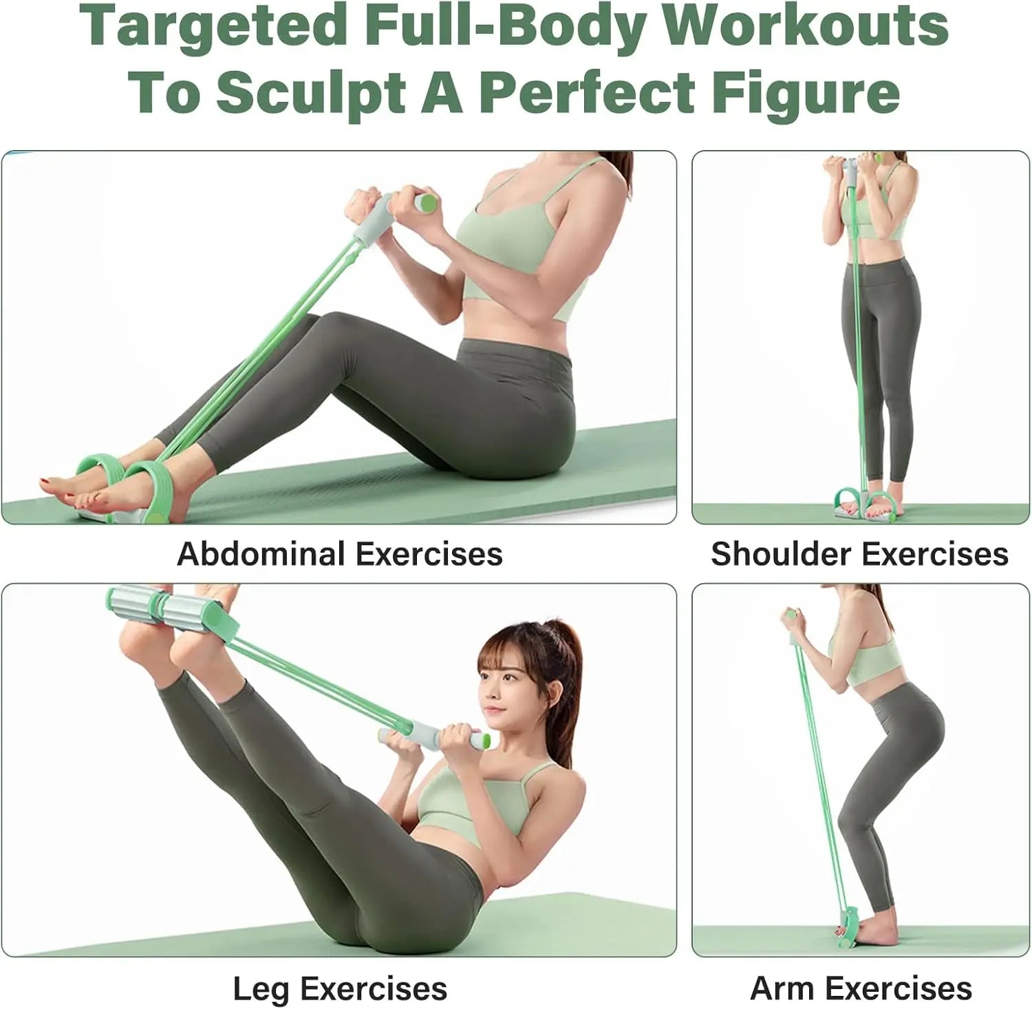 6 Tubes Natural Rubber Pedal Resistance Bands with Handles Multifunctional Yoga Pedal Puller Elastic Tension Rope Full Body Slimming Stretching Trainer Fitness Exercise Equipment for Abdomen Waist Arm Leg Home Gym Yoga Workou