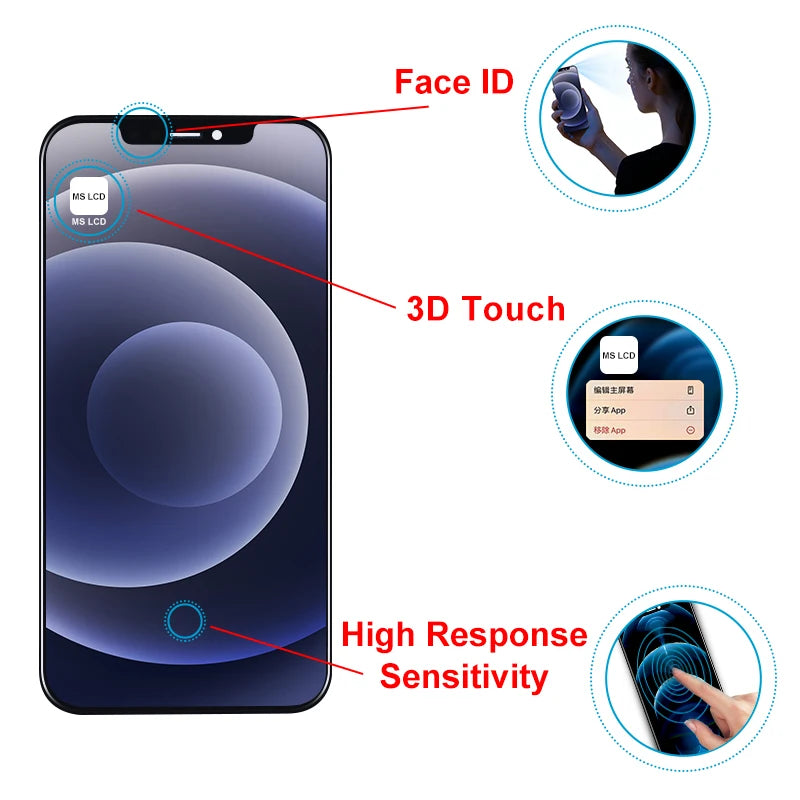 OLED For iPhone X XS MAX Display 11 Pro 12 Pro Max LCD 3D Touch Screen Digitizer Incell For iPhone 11 XR 12 Mini 13 14 Plus 15