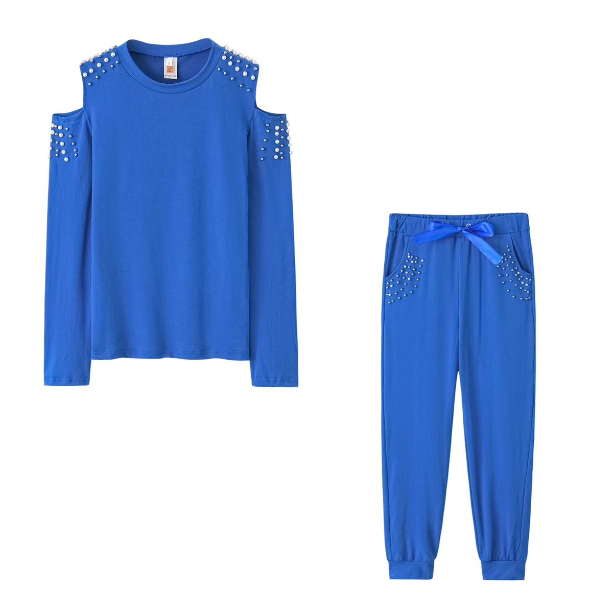 2 Pieces Sets Women Europe 2026 Sexy Nail Bead Pure Color Round Collar top+Long Sports pant suits fall Dropshipping ZXP9596