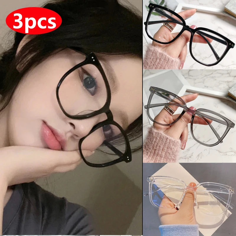 Hiking Camping 1/2/3pcs Anti-blue Light Glasses for Women Simple Regular Eyeglass Frame Finished Retro Flat Light Frame