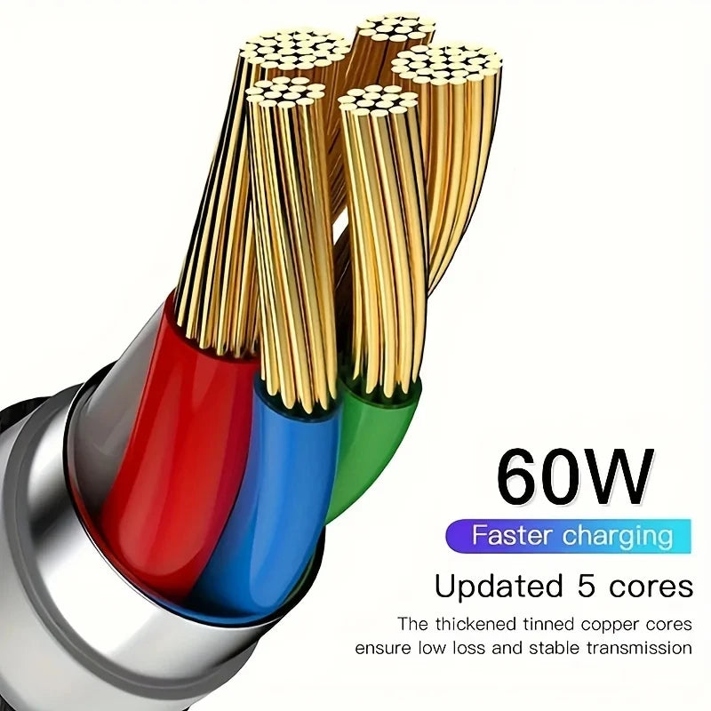 60W Quick Charger Type C To Type C 1M 2M 3M Cables PD Fast Charger Data Cable for iPhone 15 16 17 Pro Max Xiaomi Sunsung Huawei