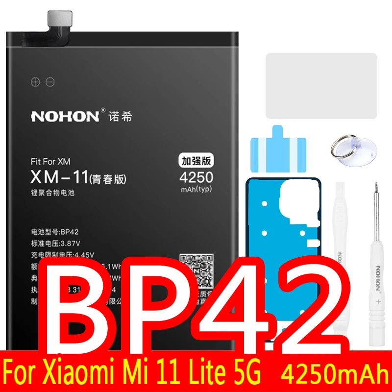 NOHON Battery For Xiaomi Redmi Note 10 Pro 9 9S 8 7 Mi 9 SE 8 Lite 9T Mix 4 Bateria BN57 BN53 BM4Y BM4J BM3L BM4E BM4F BN4A BN55