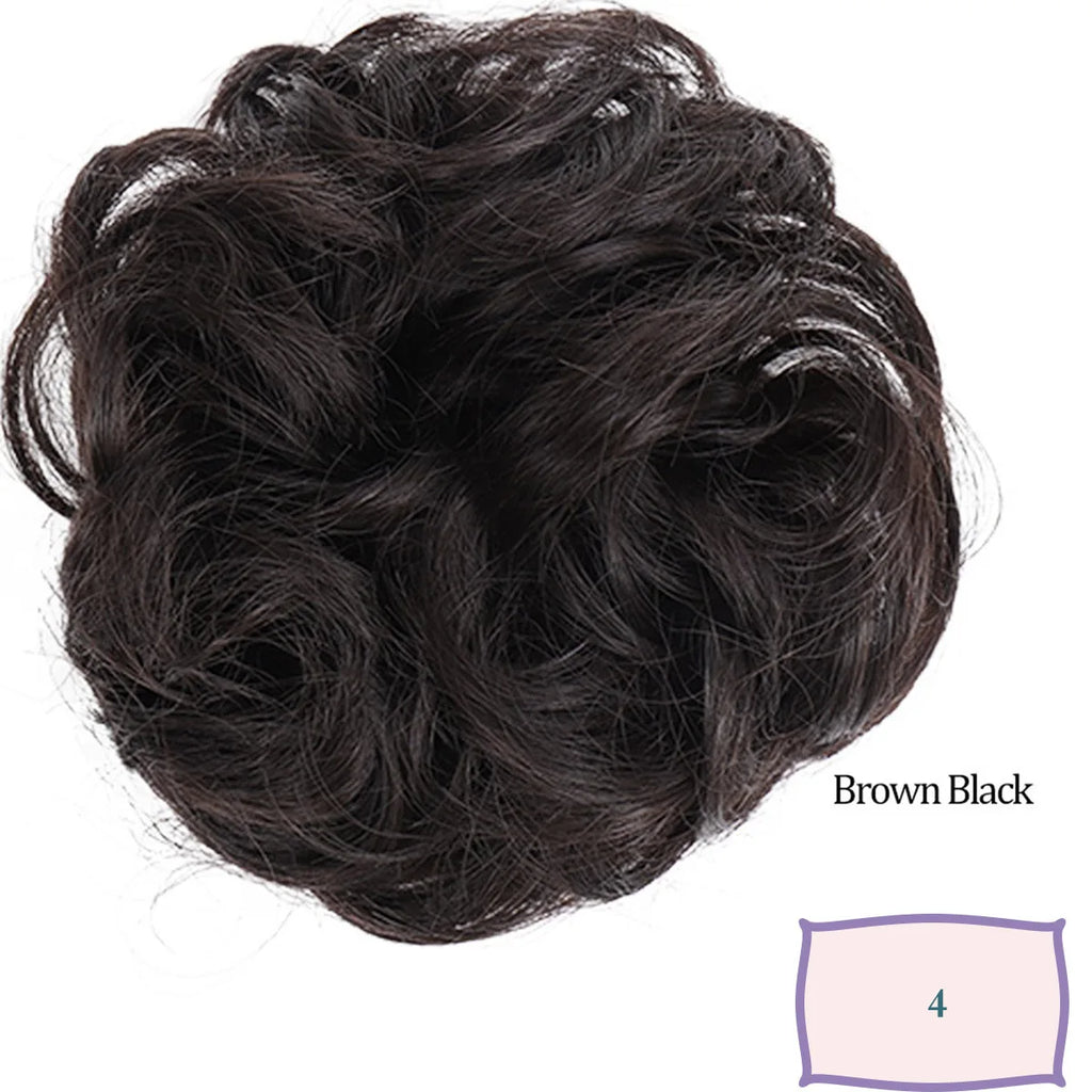 Synthetic Messy Hair Bun Chignon Scrunchies Fake Hair Band Braid Elastic Hairpiece Tail Chignon Donut Updo Hair Pieces for Women
