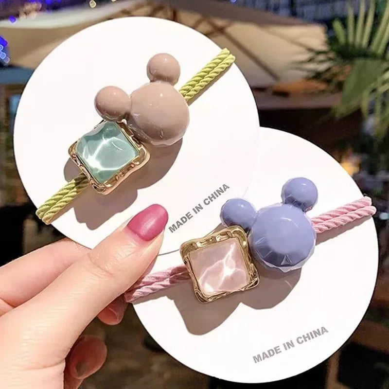 5/10/20PCS Resin Mouse Hair Tie Sweet Hair Ring Square Hair Rope Cute Elastic Ponytail Holder Hair Accessories Women